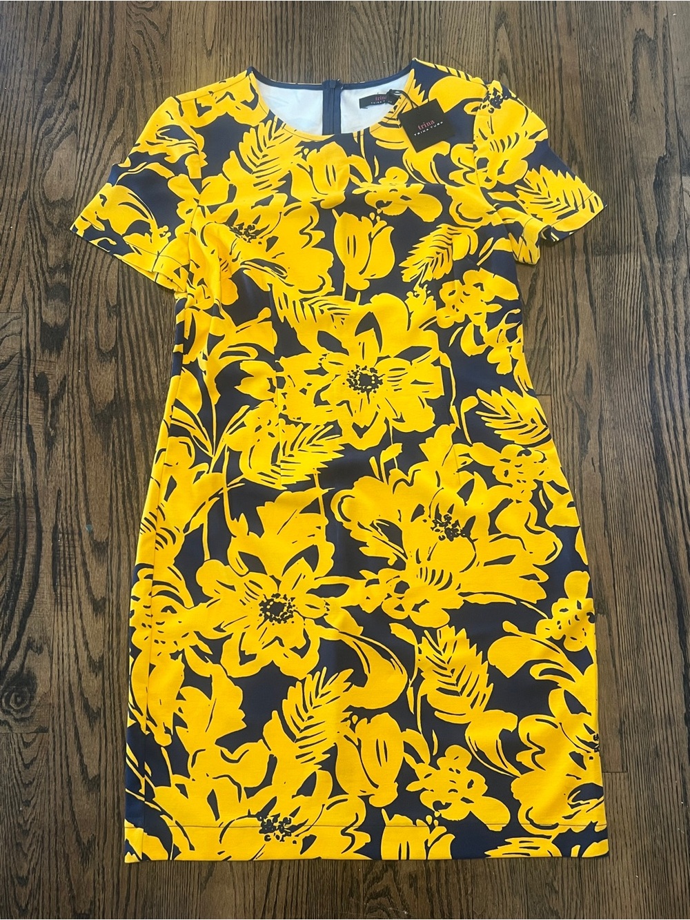 Trina Turk Yellow and Navy Floral Mini Dress
